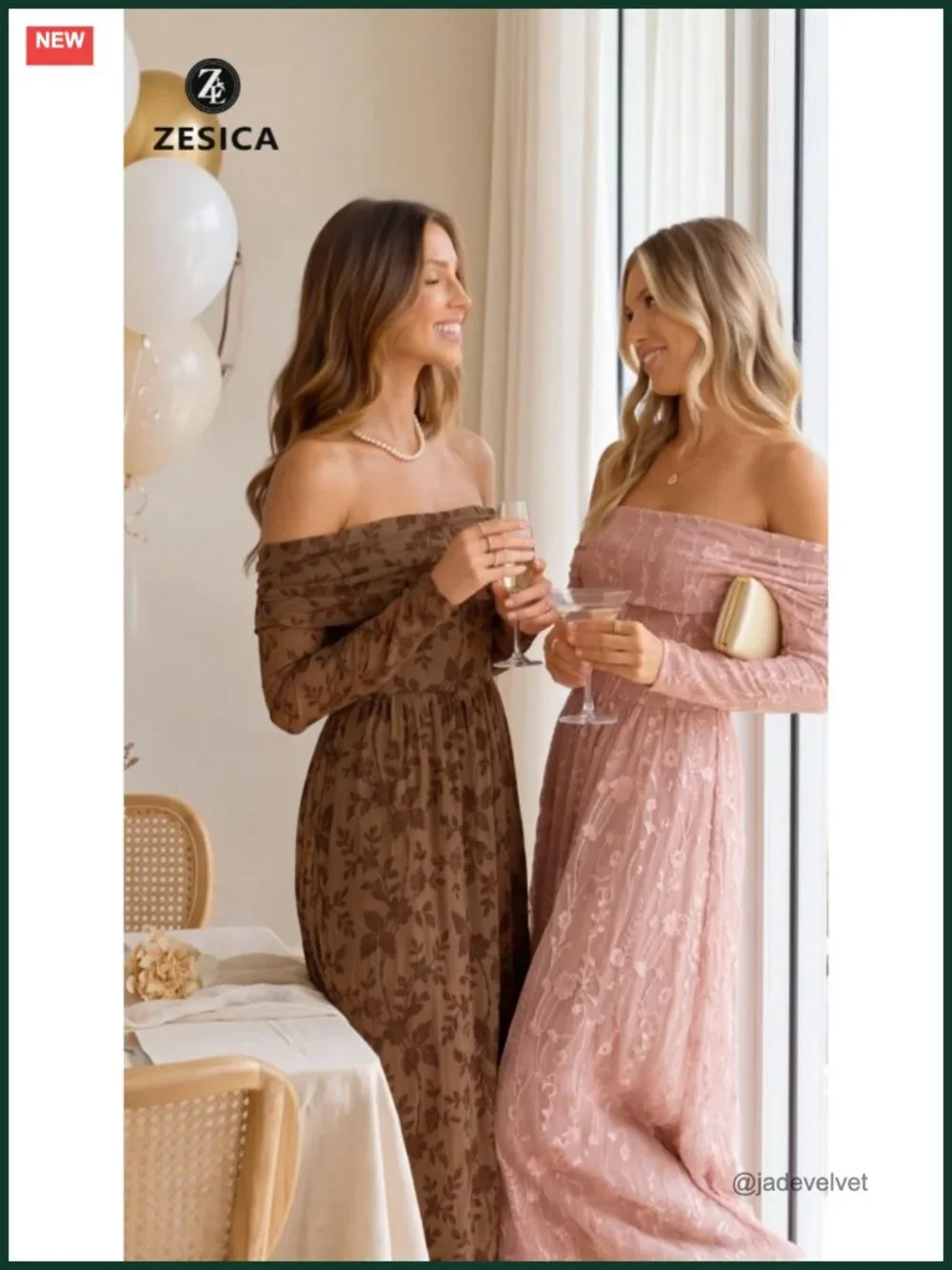 ZESICA Off Shoulder Maxi Dress Long Sleeve Floral Mesh Formal